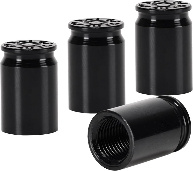 DENEST Tire Valve Stem Caps for Car, Motorbike, Trucks, Bike, Bicycle, Black (Bullet Shell) - Image 1